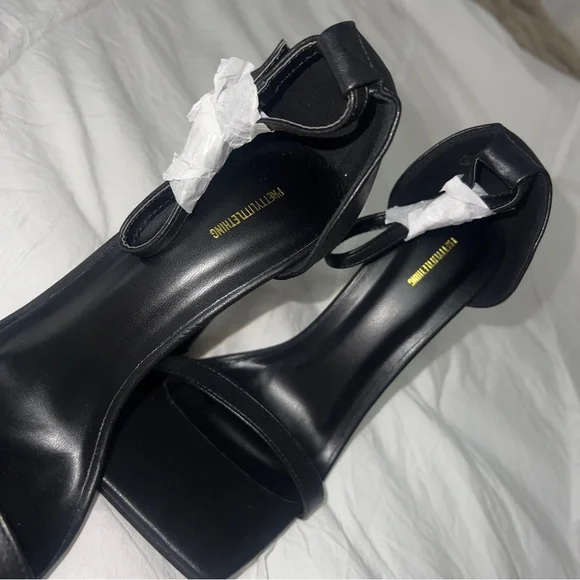 NWOT PLT Black Clover Barely There Square Toe Strappy Heels - Picture 16 of 16